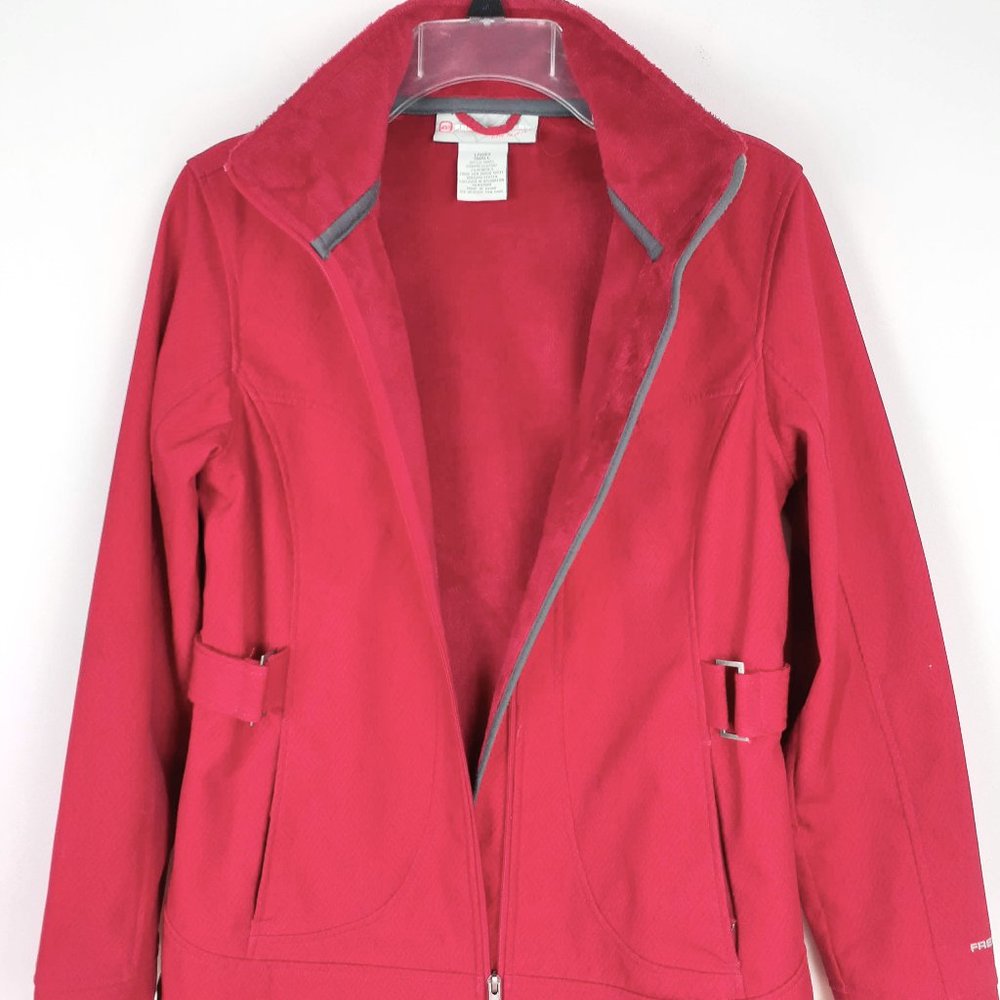 Faux Fur Lined Light Jacket, Size Small. Pink Red cozy plush outdoor